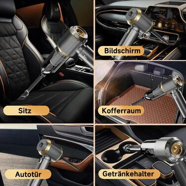 Акумуляторний ручний автомобільний пилосос 26000Па з безщітковим двигуном, 3 режими потужності, швидка зарядка, для авто, шерсті тварин та диванів, сірий