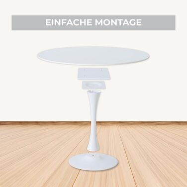 Круглий обідній стіл Cosy - компактний стіл для кухні, вітальні, офісу, 80x80x75 см, білий