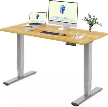 Електричний регульований стіл FLEXISPOT 120x80 см з подвійним мотором - ергономічний стоячий стіл для дому та офісу, 100 кг, тихий (<50 дБ), сірий + горіх