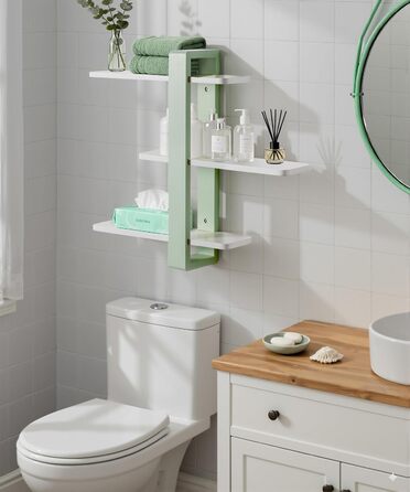 Полиця настінна дерев'яна SUMGAR Wandregal, плаваюча, 3-ярусна, 50x58 см, м'ятно-біла, для вітальні, спальні