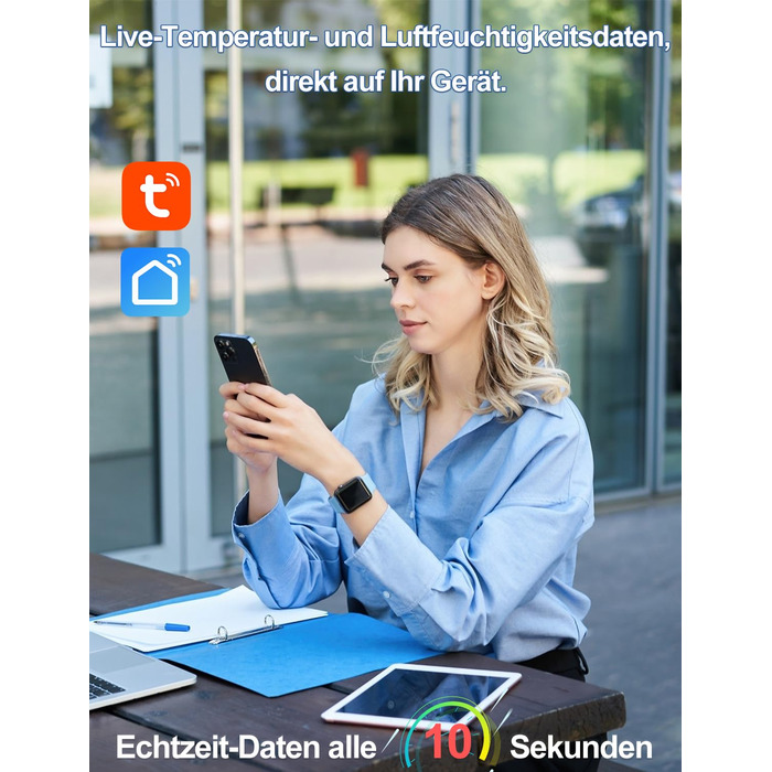 Термометр-гігрометр WIOONI Wi-Fi з LCD-дисплеєм: 3 сенсори + 1 база. Сумісний з Tuya/Smart Life