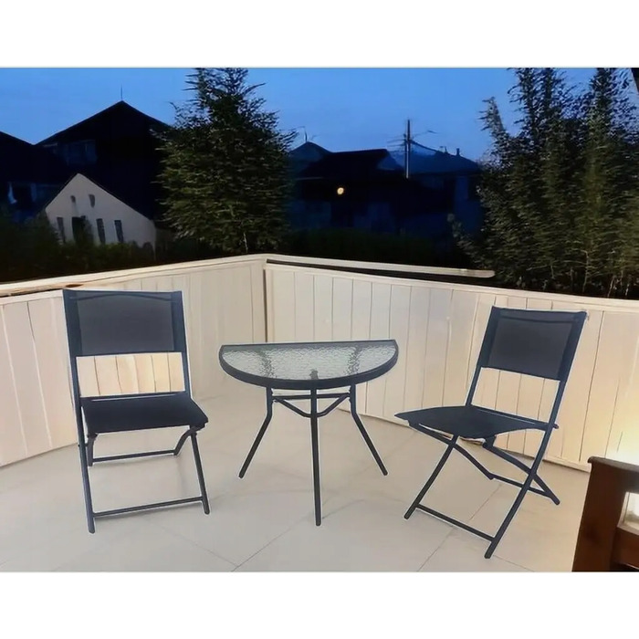 Комплект садових меблів Atos, метал, чорний, 3 предмети