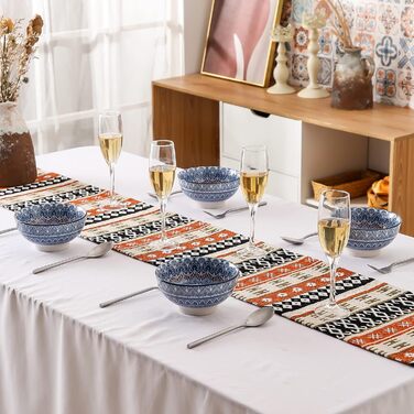 Набір посуду Vancasso MANDALA 48 предметів: сервіз для 12 осіб, ручна робота, богемський стиль, кераміка, блакитний мандала