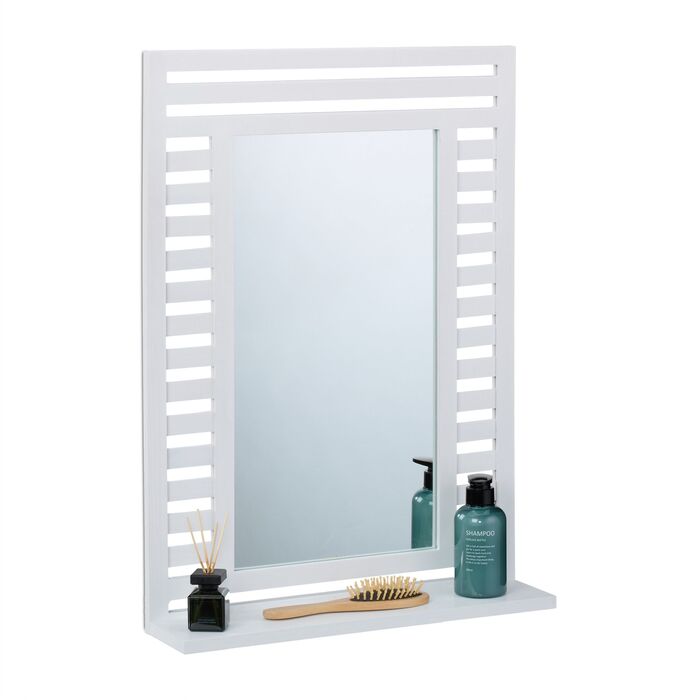 Дзеркало для ванної кімнати Relaxdays з поличкою, біле