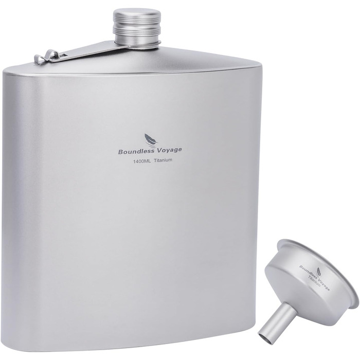 iBasingo Титанова фляга-термос 1.4л (49oz) для кемпінгу, туризму, Bushcraft. Легка, з міцним кришкою та воронкою.