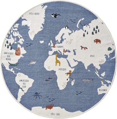 Круглий дитячий килимок Vertbaudet 'World Map синій/різнокольоровий ONE Size One Size Синій/Різнокольоровий