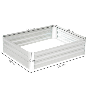 Outsunny Піднята грядка з оцинкованої сталі 120 x 90 x 30 см Садова клумба Сівалка Срібло для квітів та овочів