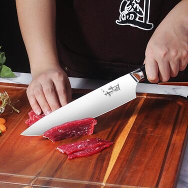 Саторі Дамаска 18 см - професійний кухонний ніж з дерев'яною ручкою, високовуглецева сталь VG10, преміум якість