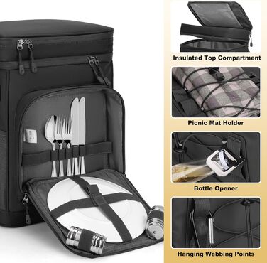 Терморюкзак охолоджуючий, 30L, водонепроникний, для пікніка, пляжу, кемпінгу, відпочинку на природі (зелений/чорний)