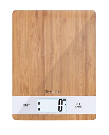 Кухонні ваги TERRAILLON Bamboo з USB-зарядкою, функція Tara, перетворення об'єму, 5 кг, бамбук