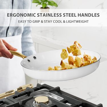 Набір посуду RIOVARM з нержавіючої сталі з антипригарним покриттям, кераміка, каструлі, сковорідки, сотейник, соусниця, лопатка, кухонні аксесуари