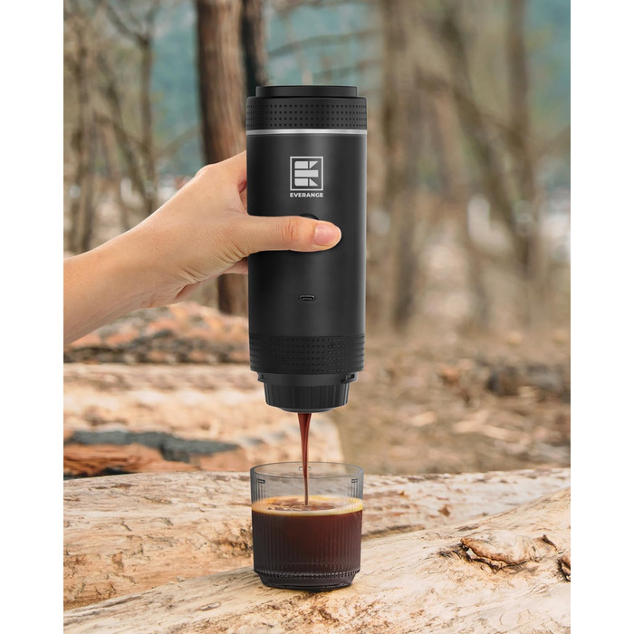 Портативна електрична кавомашина EVERANGE для еспресо та капсул, з LCD-дисплеєм (зелена)