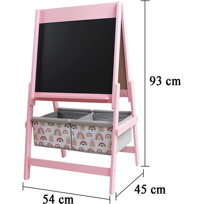 Дитячий мольберт дошкакрейдяна дошкарулон паперу, магнітний, 2 коробки, 93x54x45 см (рожевий)
