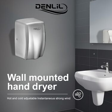 Компактний сушар для рук з нержавіючої сталі для комерційного використання, висока швидкість, високопродуктивний сушар з HEPA-фільтром