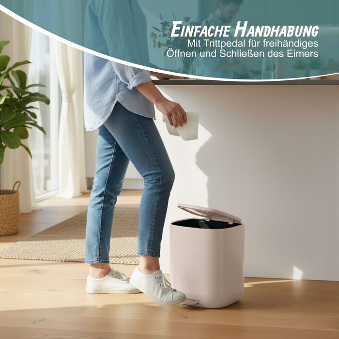 Відро для сміття Relaxdays 5 л з м'яким закриттям