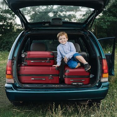 Набір валіз LEADZM 3 шт. з захистом кутів, ABS, телескопічний ручка, ручна поклажа (Бургунді)