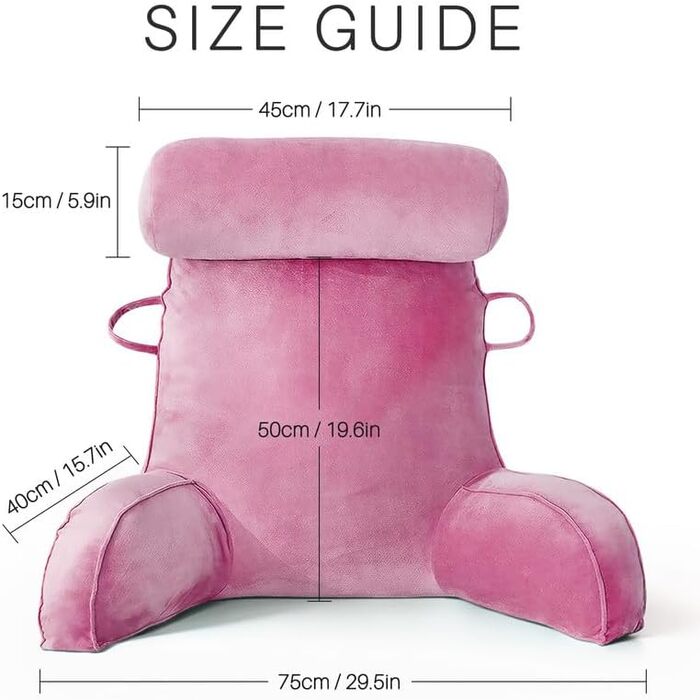 Подушка для читання Mingfuxin для ліжка, дивана, підлоги з регульованою підтримкою шиї та спини (Рожева)