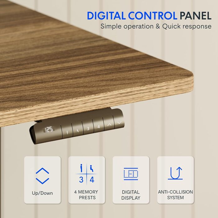 Електричний регульований стіл FLEXISPOT 120x80 см з подвійним мотором – ергономічний стоячий стіл для дому та офісу, 100 кг, тиха робота (<50 дБ)