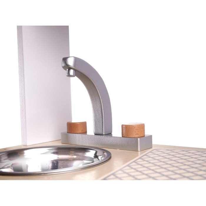 Дерев'яна дитяча кухня з мийкою, духовкою та витяжкою, модель 4