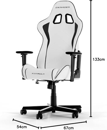 Ігрове крісло DXRacer FORMULA L PVC LEATHER (біле/Чорне)