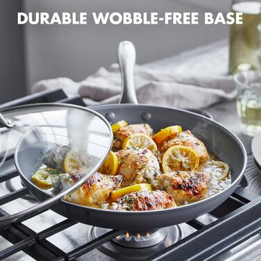 GreenPan Lima сковорода з керамічним антипригарним покриттям з нержавіючої сталі, з кришкою, 12 дюймів (30 см), сіра