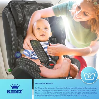 Дитяче автокрісло KIDIZ® Triangle Premium - 9-36 кг, 1-12 років, Група 1/2/3, чорний | Автокрісло, автокрісло-крісло