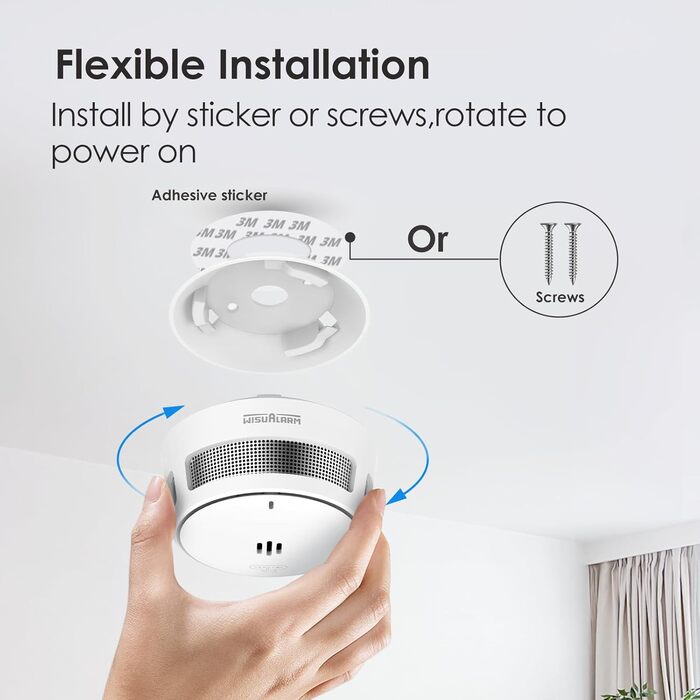 Датчики диму Rauchmelder, 10 років батареї, для дому, з дистанційним керуванням вимкнення та великою кнопкою тестування, EN14604 (5 шт.)