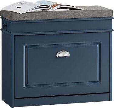 Полка для взуття SoBuy з сидінням та місцем для зберігання, вузька, 60x51x24 см, FSR82-K-HG (Короткий, Синій)