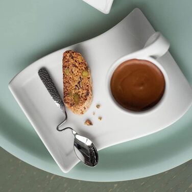 Набір кавовий Villeroy & Boch NewWave Premium Cappuccino, 8 предметів на 4 персони, білий, для кавоварки, сумісний з миючим засобом та мікрохвильовою піччю, хвильовий дизайн