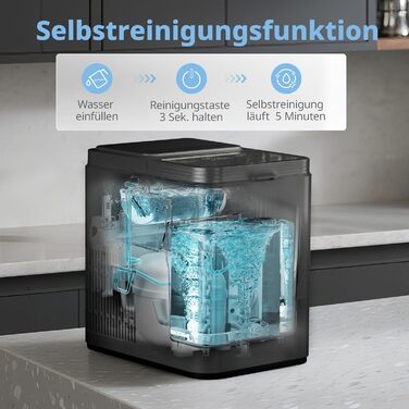 Льодогенератор Comfee RCI12GY1EU(E) 12 кг/24 год, 1.3 л, самоочищення, чорний
