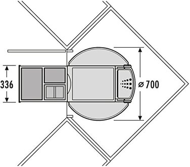 Кутовий сміттєвий бак Hailo Rondo 3-сторонній для кутової тумби 90x90 2 шт. 8,5 18 л внутрішній бак повністю обертається світло-сірий