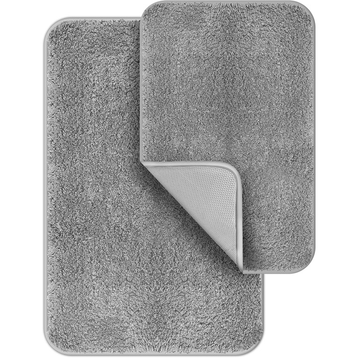 Набір килимків для ванної кімнати Digiroot (2 шт.) - неслизькі, швидковисихаючі, з м'якого ворсу, 40x60 см та 50x80 см, сірий