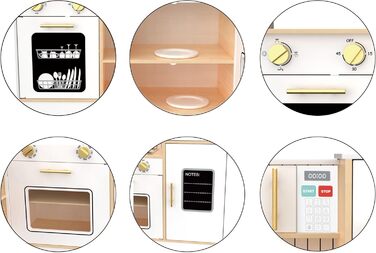 Дерев'яна кухня Мамабрум XXXL з LED-підсвічуванням та аксесуарами для дітей 3+ - набір іграшкової кухні з мікрохвильовою піччю, каструлями та столовим приладдям