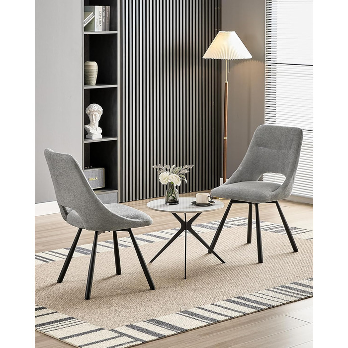 LEWE Комплект з 6 обертових стільців для їдальні, кухонних, вітальні та спальні, ергономічні, без підлокітників, з тканини кашемір (сірий)