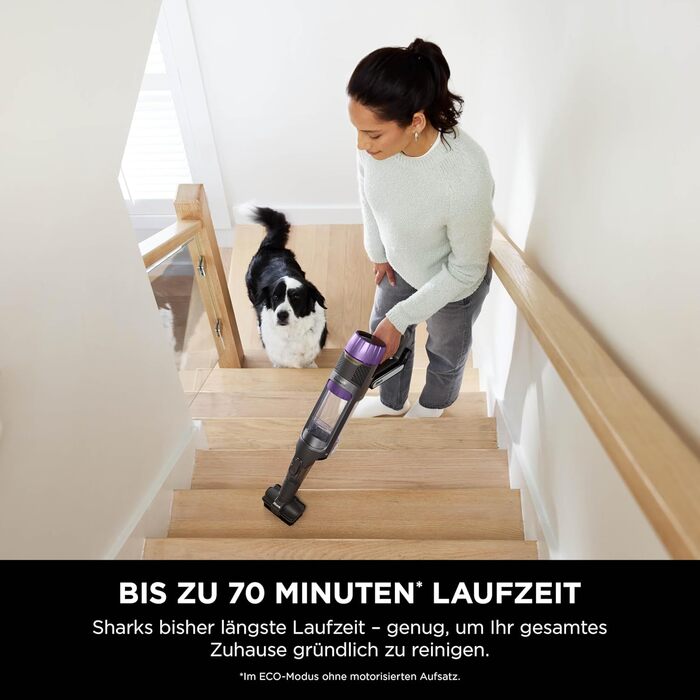Пылесос Shark PowerDetect аккумуляторный, до 70 мин работы, беспроводной, без мешка, для шерсти животных, аллергиков, ковров и твердых полов, с шарнирным гибким трубопроводом, белый/серый, IP1251EUT