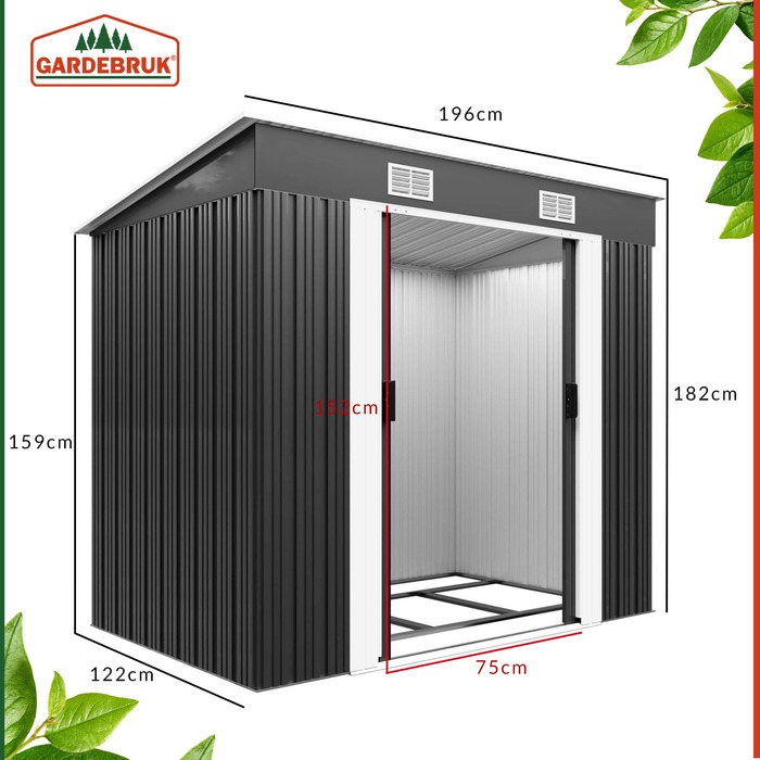 Садовий сарай Антрацит Метал 196x122x182см