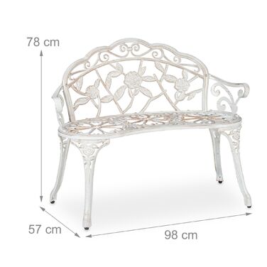 Relaxdays Садовий лавки Rosen білий-бронзовий