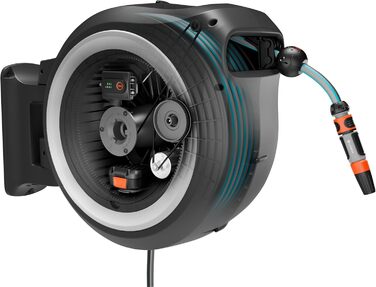 Gardena PowerRoll XXL Solo: Автоматичний шланг на котушці з акумулятором, 40м, білий, UV-стійкий, для саду