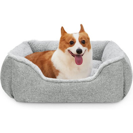 Ліжко для собак JOEJOY для собак середнього розміру, пухнаста кошик для собак, що миється ліжко для собак, нековзні ліжка для собак, плюшевий диван для собак, ліжко для маленьких і середніх собак і кішок, 58x48x20 см м (58x48x20 см) світло-сірого кольору