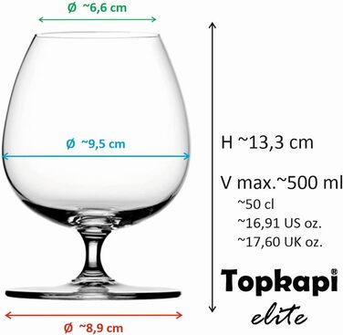 Набір келихів для коньяку Topkapi Elite 66123 Maxime Clement XL (2 шт.), 500 мл, склокристал, без свинцю, для посудомийної машини