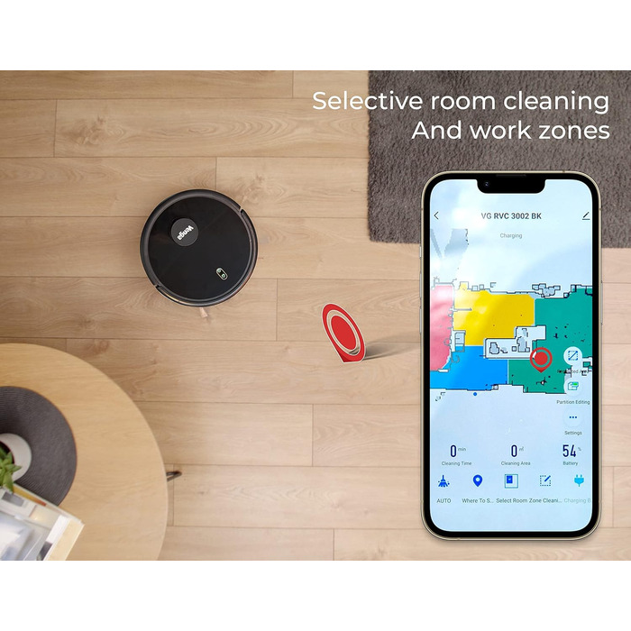 Венга Робот-пилосос, миття підлоги, 6 режимів прибирання, тихий, простий у використанні, VG RVC 3000