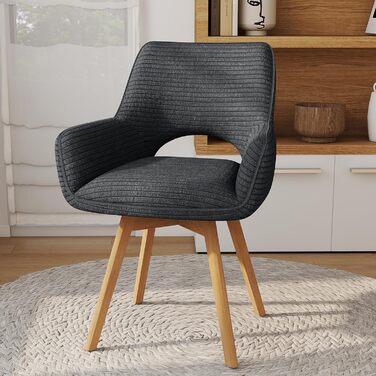 Набір з 4 обертових стільців для їдальні з підлокітниками, м'який стілець з металевими ніжками, оксамитовий, бежевий