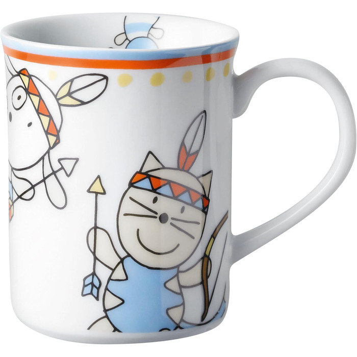 Дитячий посудовий набір Puresigns MOEMA 7-piece – Яскравий дизайн у стилі Дикого Заходу з вождем 'Мирна Корова' – Якісний нержавіючий сталь та порцеляна – Ідеально для днів народжень та особливих подій