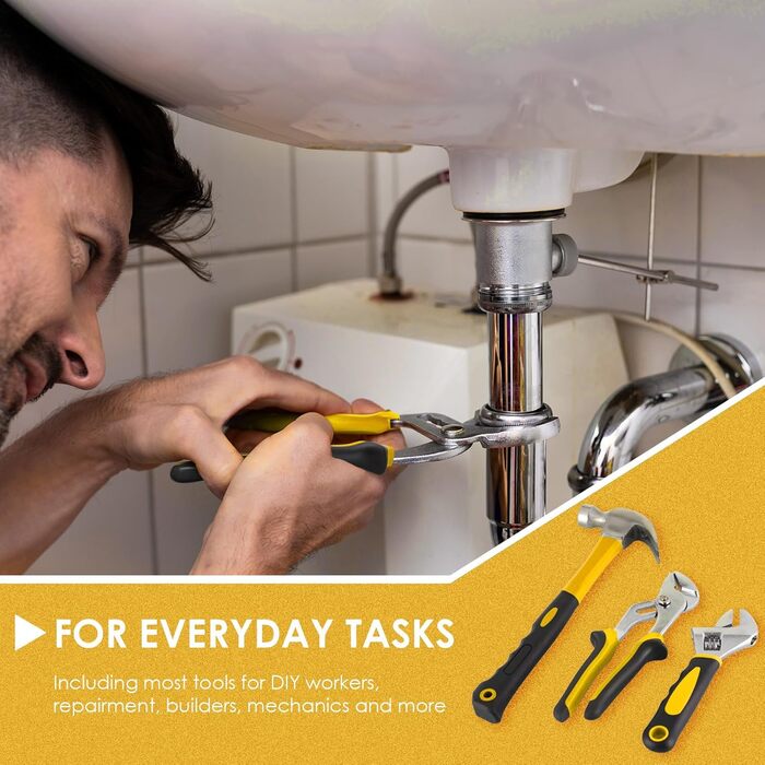 Набір інструментів TLGREEN 198 предметів в кейсі: побутові інструменти з тріскачкою, набір головок, викрутки, універсальний інструментальний набір (жовто-чорний)