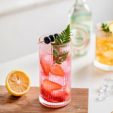 Набір склянок INSETLAN 370мл (6 шт.) для напоїв: віскі, пива, соків, кави та коктейлів | Склянка Long Drink | Склянка для води | Склянка для напоїв | Можна мити в посудомийній машині