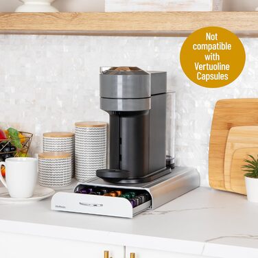 Організатор для капсул кави Mind Reader TRAY6-WHT: 36 місць, сумісний з K-Cup, CBTL, Verismo, Dolce Gusto, Nespresso. Пластиковий, сріблястий