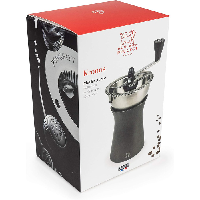 Кавомолка Peugeot Kronos - ручна, з регульованим сталевим жорном, 19 см, шоколадно-коричнева