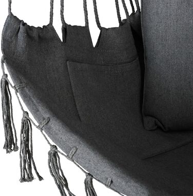 Підвісне крісло-гойдалка з подушкою 100x130x75 см, до 150 кг, для саду та дому, графітовий колір