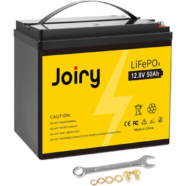 Акумуляторна батарея Joiry 12V 50Ah LiFePO4, 640 Втгод, акумуляторний, BMS, 5000 циклів, чудово підходить для сонячної системи, човна, дому