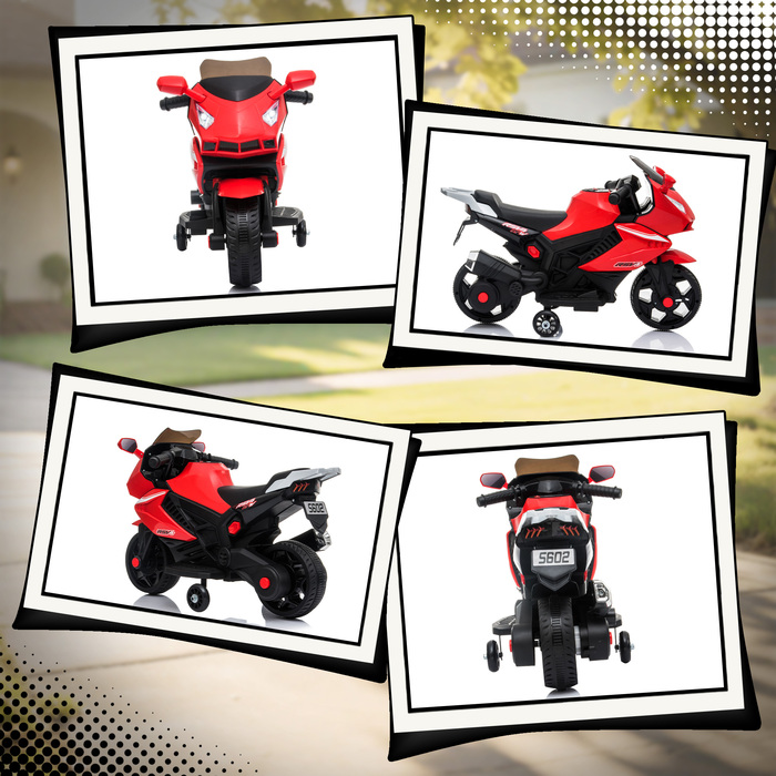 Дитячий електромотоцикл з клаксоном, фарою, музикою, швидкість 2,5 км/год, червоний